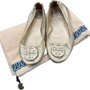 Tory Burch Metallic Gold Flats